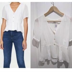 NWT Aritzia Wilfred | Button-Front Blouse in Espace white
